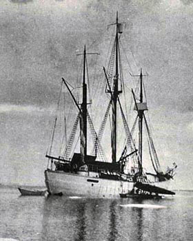 The Maud at sea. 
