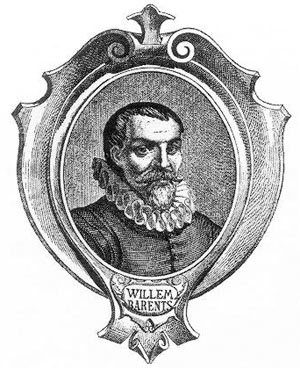 Portrait engraving of Willem Barents, a Dutch explorer.